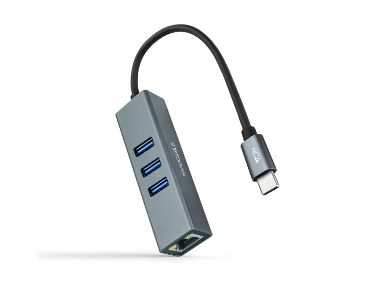 Nanocable Hub USB-C a Ethernet 3x USB3.0 Aluminio - Multilector | antarti.com